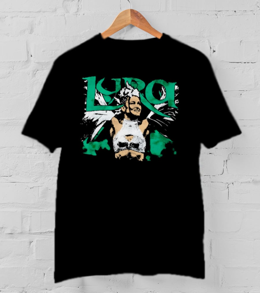 Lyra Valkyria WWE Wrestling White Outfit Green Accents T-Shirt