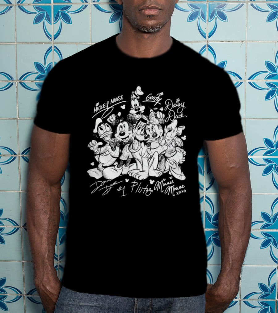 Mickey Mouse Goofy Daisy Duck Donald Duck Pluto Minnie Mouse Friends 2026 Disneyland Trip Sketch T-Shirt
