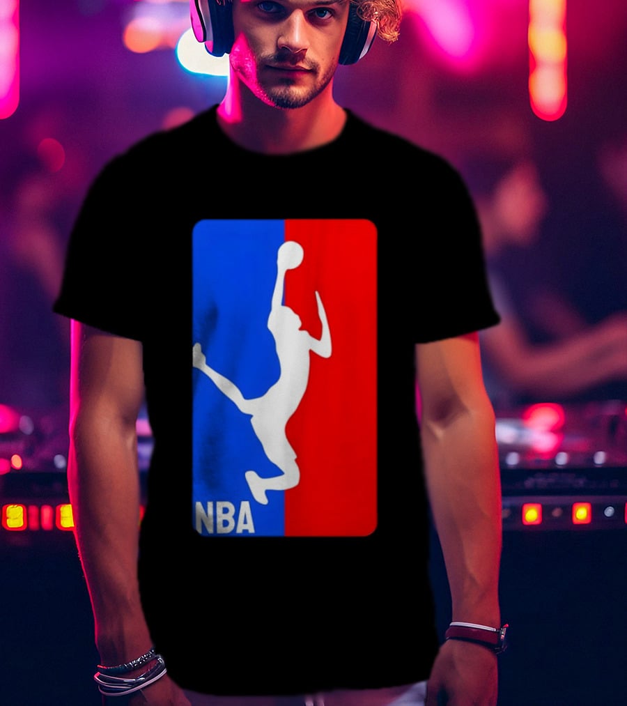 NBA Basketball 2026 Dunk Silhouette Red Blue T-Shirt