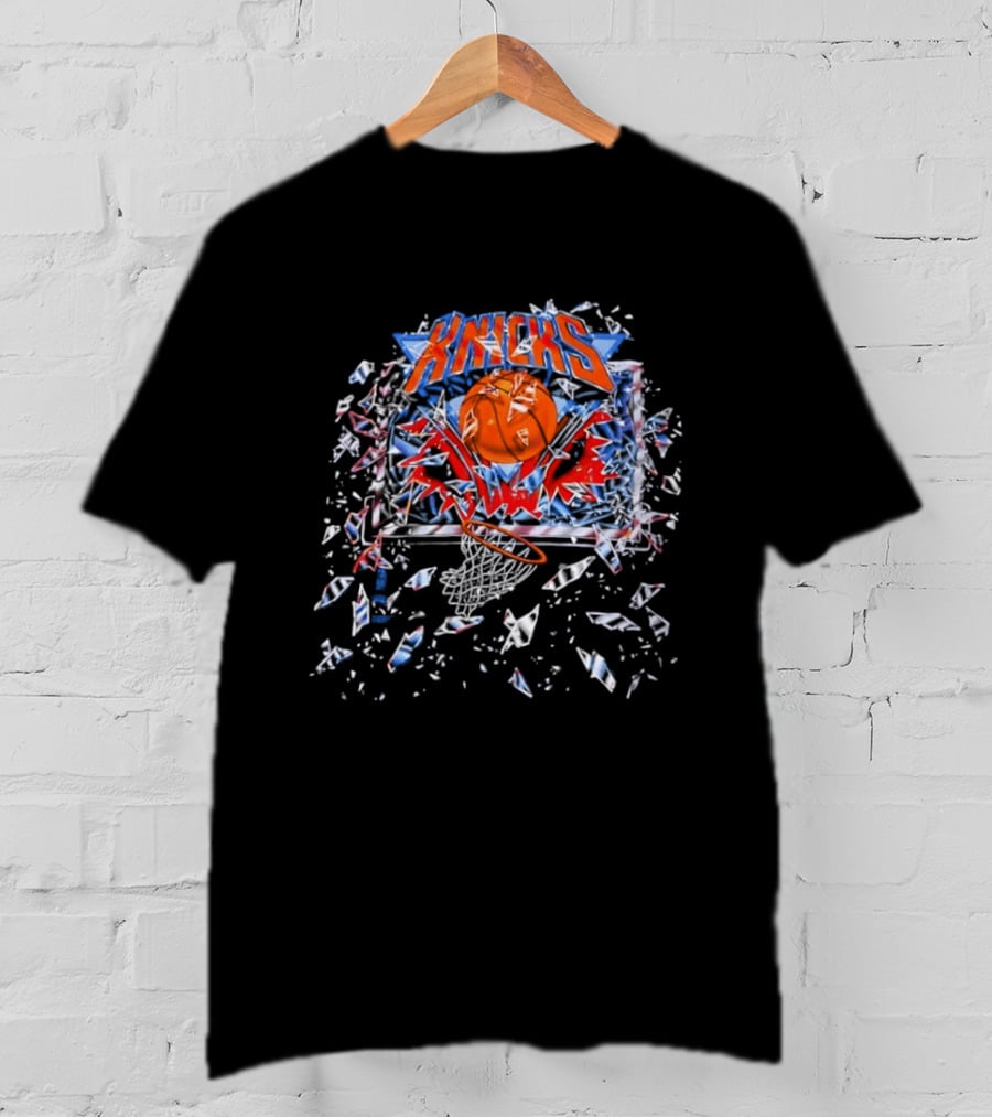 New York Knicks Basketball Backboard Shatter Explosive Glass Impact T-Shirt