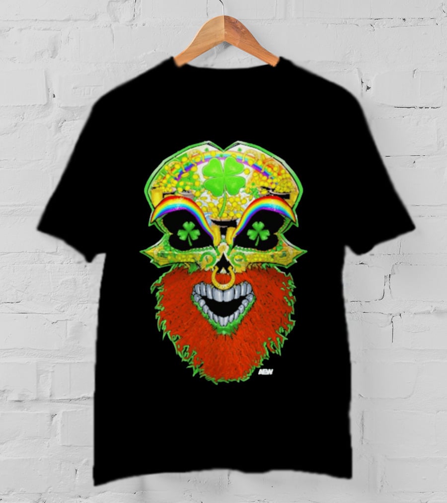 Tommaso Ciampa Lucky Psycho AEW Skull Four Leaf Clover Rainbow T-Shirt