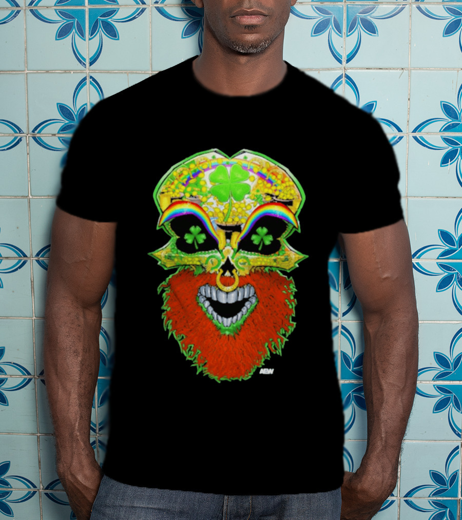 Tommaso Ciampa Lucky Psycho AEW Skull Four Leaf Clover Rainbow T-Shirt