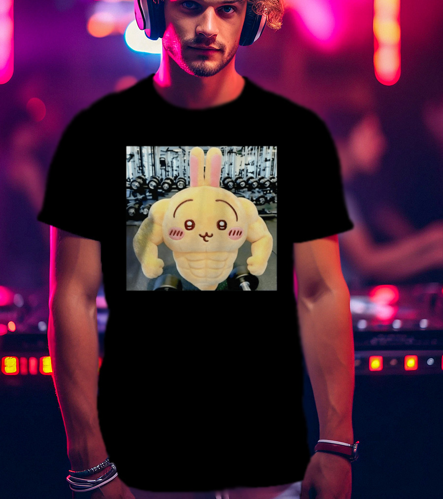 Usagi Muscle Chiikawa Buff Bunny Plush Toy T-Shirt