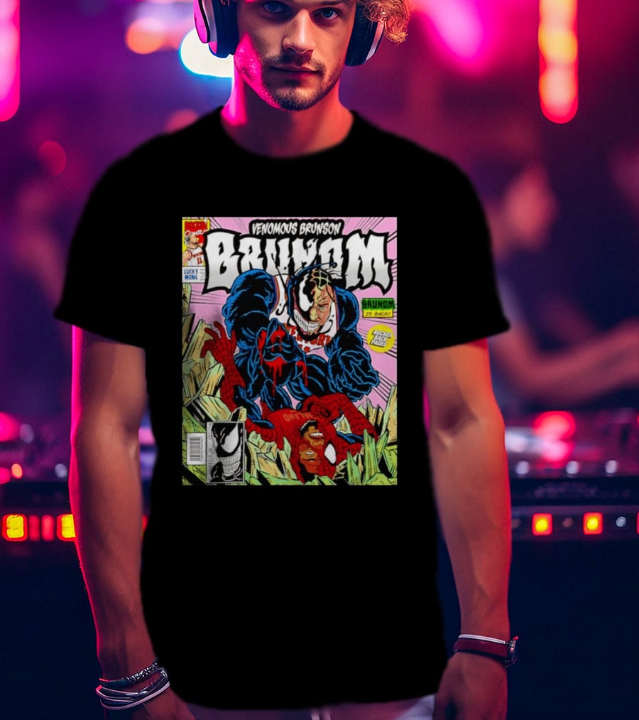 Venomous Brunson Venom X Jalen Brunson Marvel Comic Brunes Back Cover Price T-Shirt
