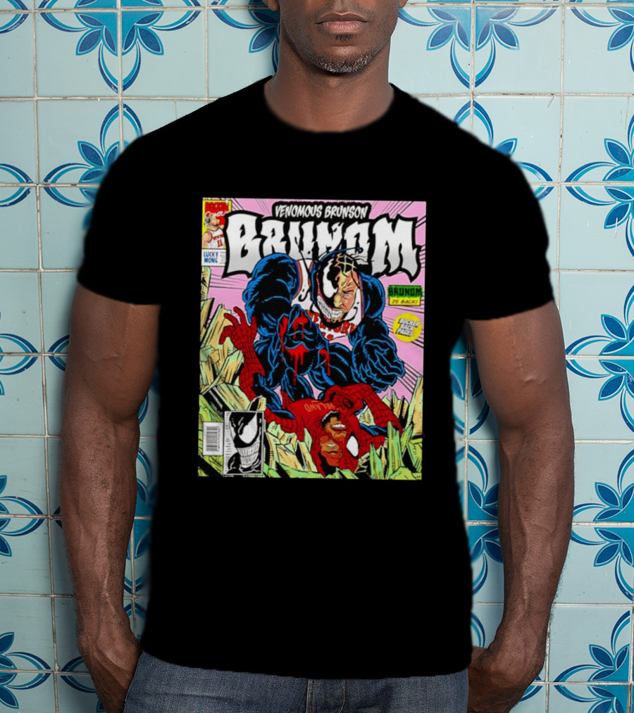 Venomous Brunson Venom X Jalen Brunson Marvel Comic Brunes Back Cover Price T-Shirt