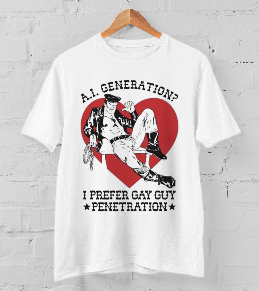 A.I. Generation I Prefer Gay Guy Penetration Heart Background Leather Outfit T-Shirt