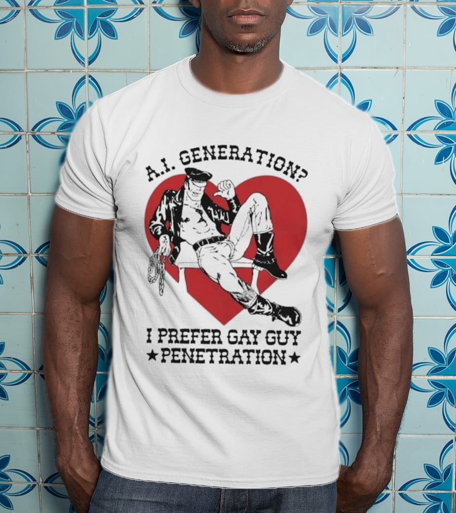 A.I. Generation I Prefer Gay Guy Penetration Heart Background Leather Outfit T-Shirt