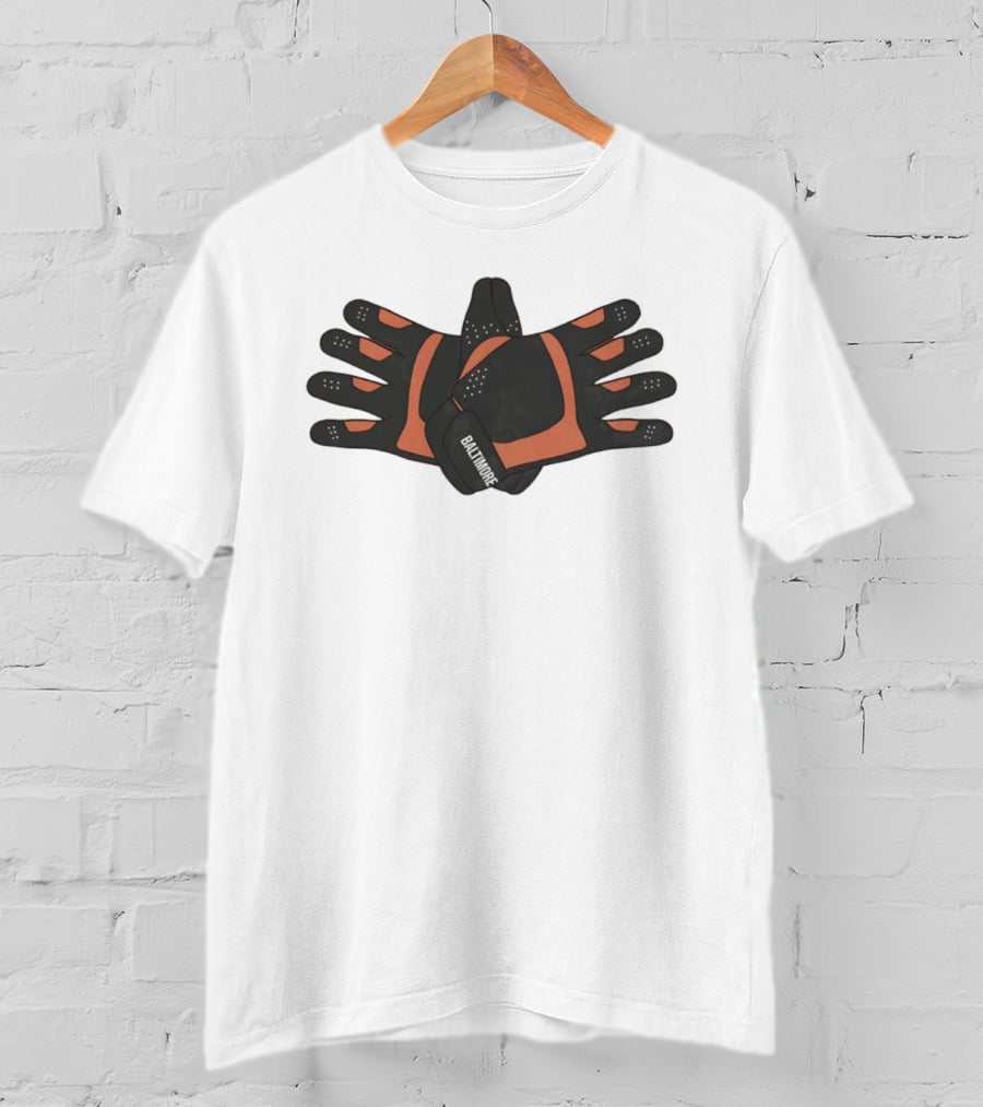 Baltimore Orioles Flapping Wings Baseball Gloves T-Shirt