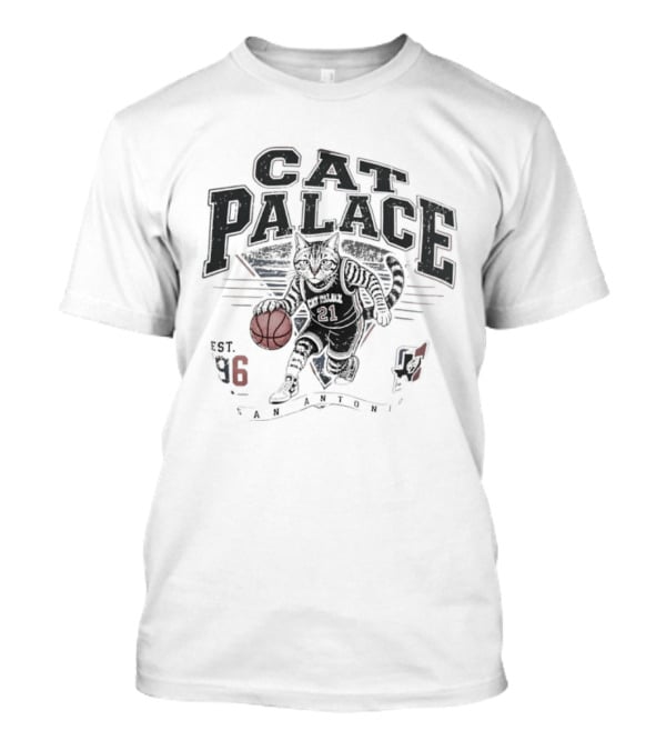 Cat Palace San Antonio Spurs Est 96 Basketball Cat Player T-Shirt