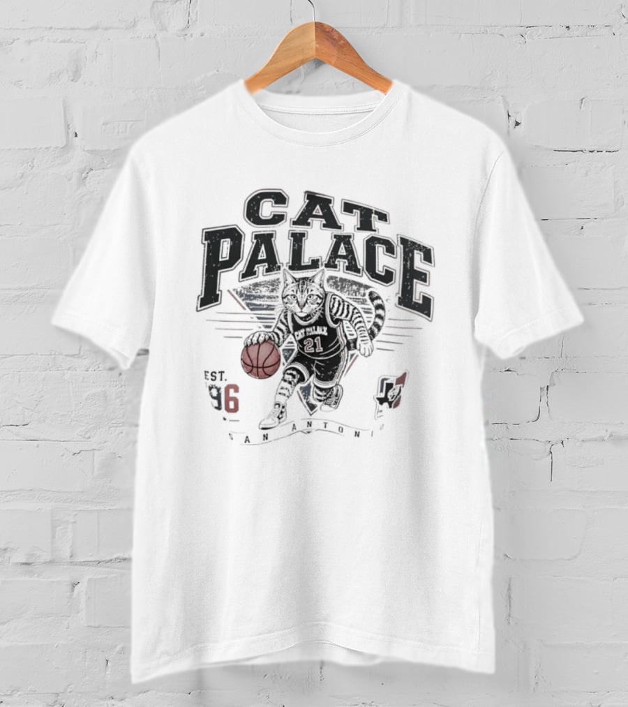 Cat Palace San Antonio Spurs Est 96 Basketball Cat Player T-Shirt