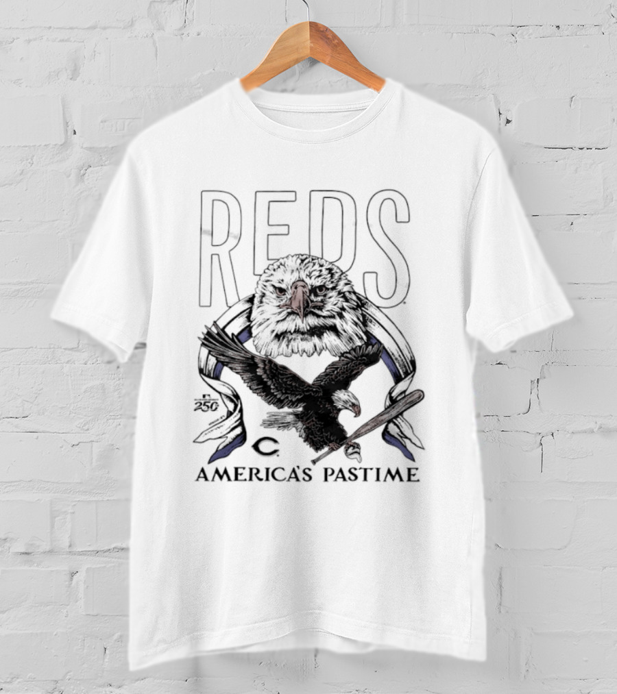 Cincinnati Reds Bald Eagle America's Pastime 250th Celebration T-Shirt