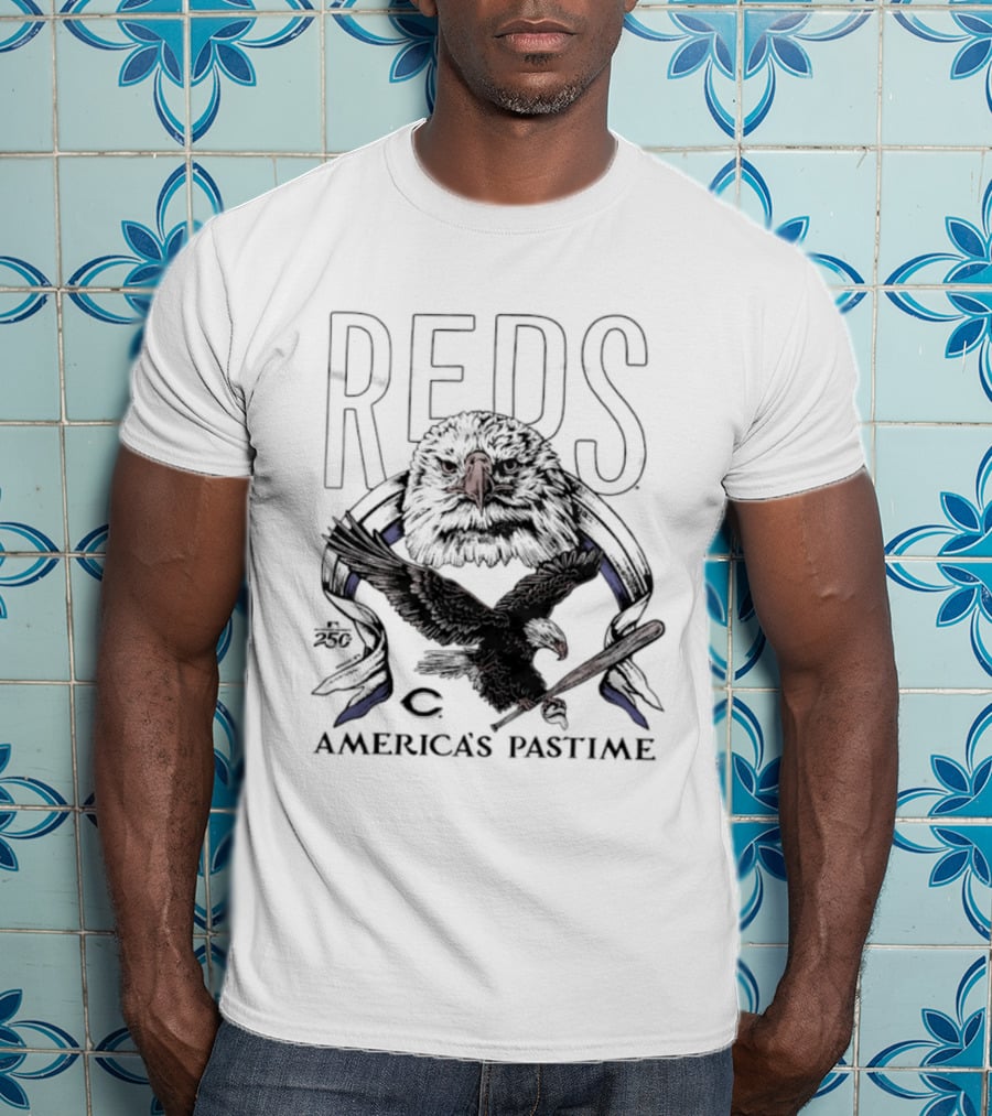 Cincinnati Reds Bald Eagle America's Pastime 250th Celebration T-Shirt