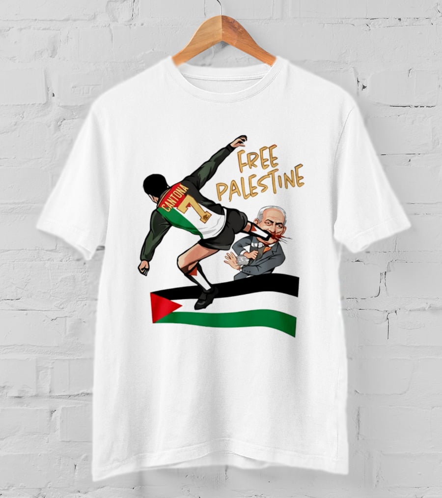Cantona Number 7 Free Palestine Kick Advocate T-Shirt