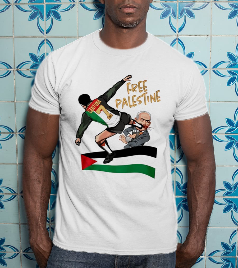 Cantona Number 7 Free Palestine Kick Advocate T-Shirt