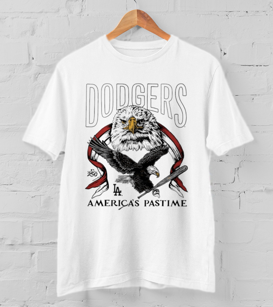 Dodgers LA Bald Eagle America's Pastime 250 Celebration T-Shirt