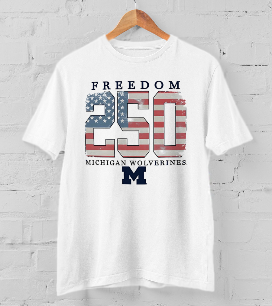 Michigan Wolverines Freedom 250 American Flag T-Shirt