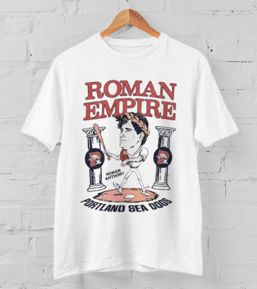 Roman Empire Phillies Portland Sea Dogs Baseball Bat Columns T-Shirt