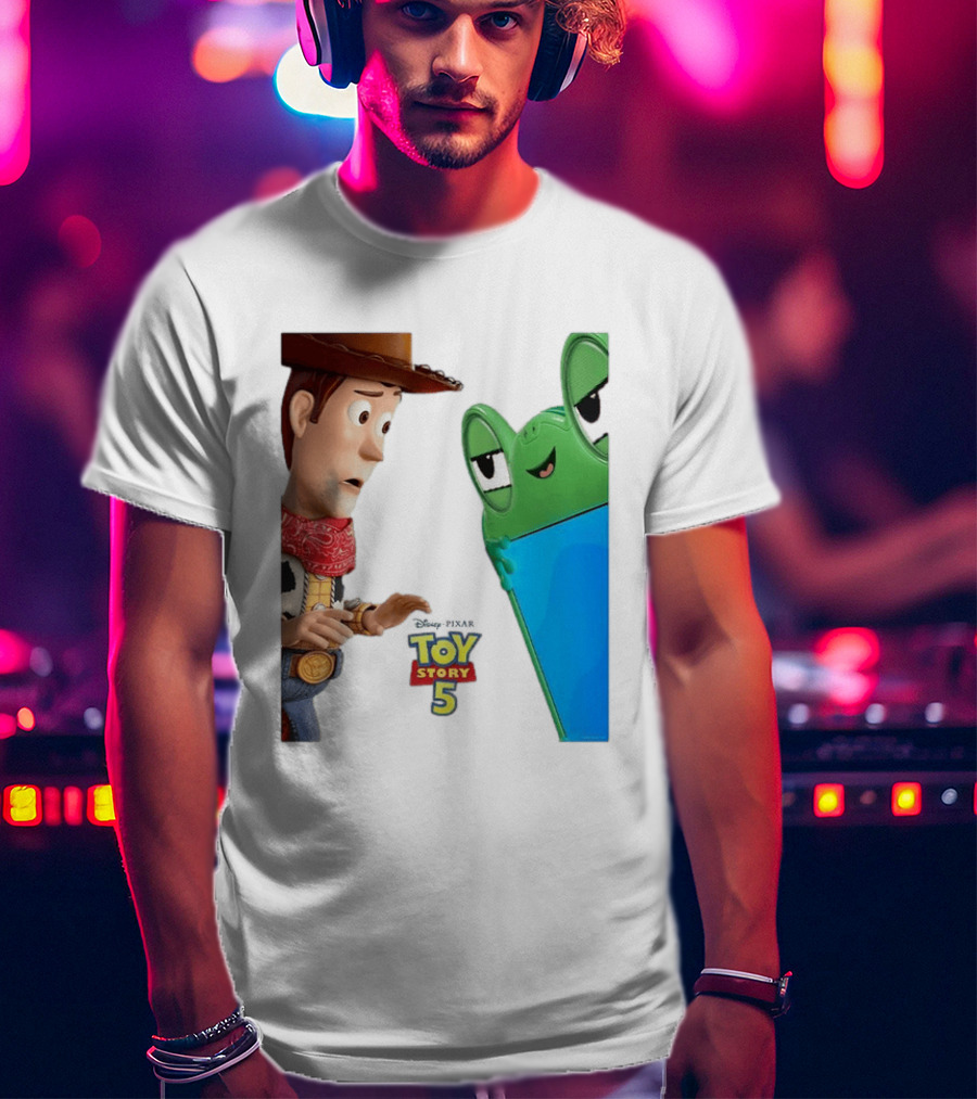 Toy Story 5 Woody And Animated Frog Encounter T-Shirt