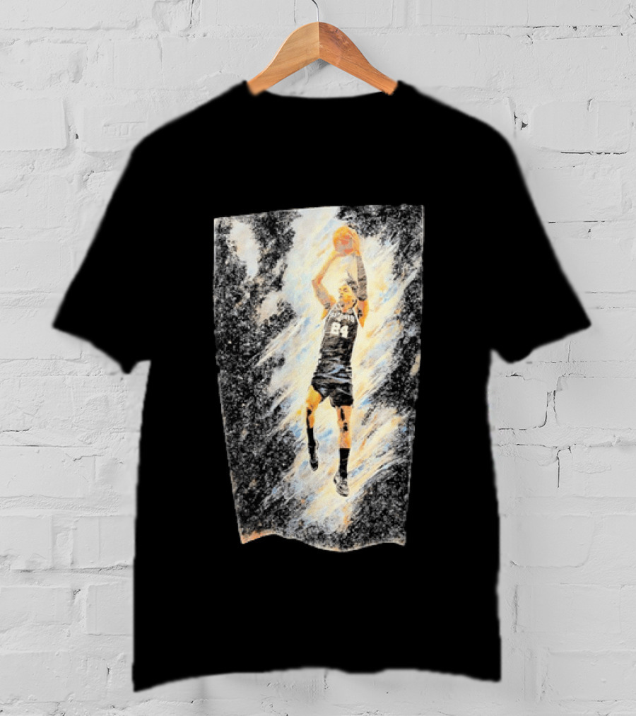 Devin Vassell 24 San Antonio Spurs Basketball Player In Iconic Action Pose T-Shirt