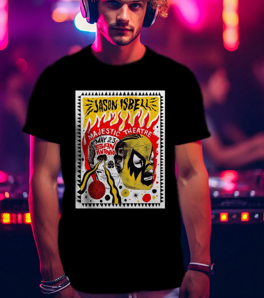 Jason Isbell May 23 San Antonio Majestic Theatre Skull And Mask T-Shirt