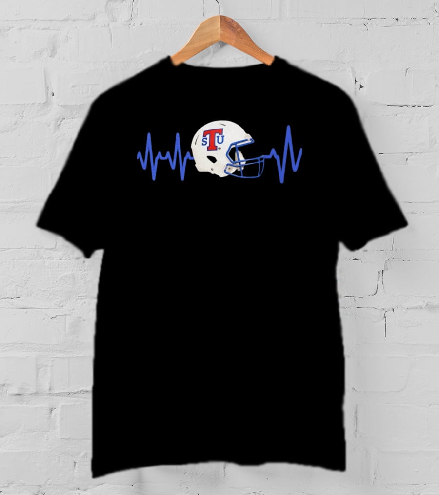 Louisiana Tech Bulldogs STU Football Helmet Heartbeat T-Shirt