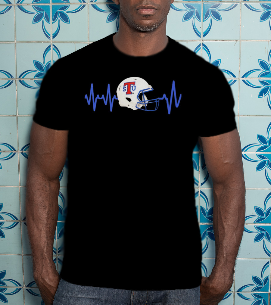 Louisiana Tech Bulldogs STU Football Helmet Heartbeat T-Shirt