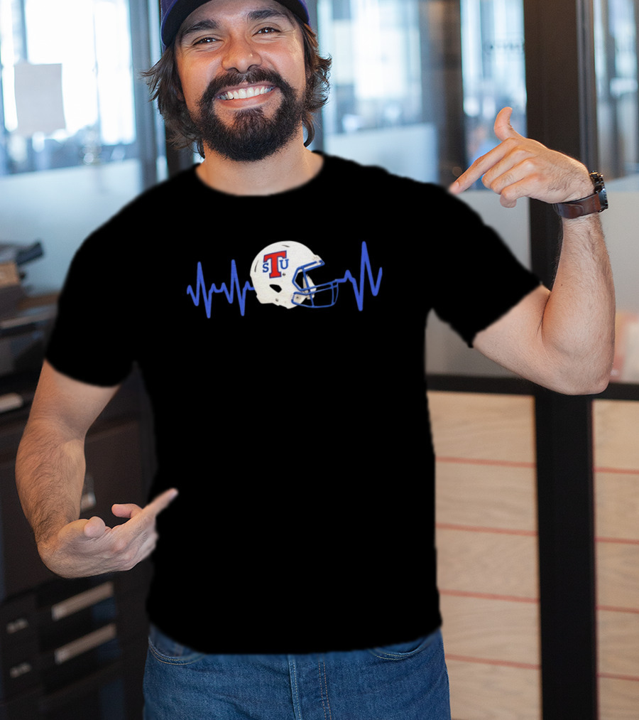 Louisiana Tech Bulldogs STU Football Helmet Heartbeat T-Shirt