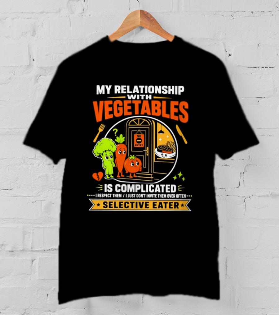 My Relationship With Vegetables Is Complicated Selective Eater Broccoli Carrot Humor T-Shirt