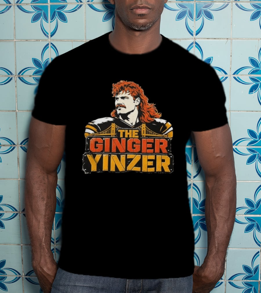 The Ginger Yinzer Pittsburgh Steel City Sports Icon With Red Hair And Mustache T-Shirt