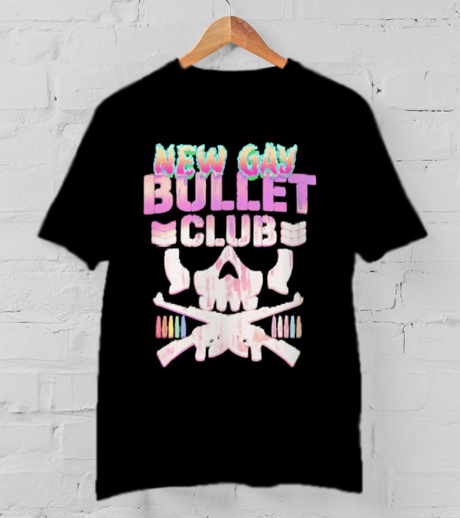 New Gay Bullet Club Skull Rainbow Pride T-Shirt