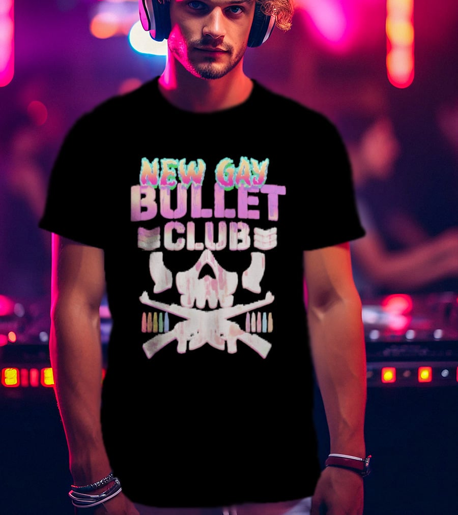New Gay Bullet Club Skull Rainbow Pride T-Shirt