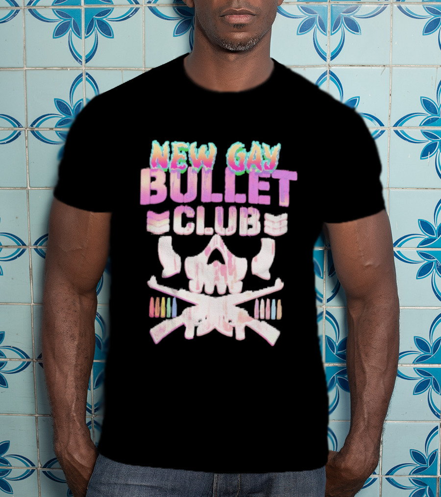 New Gay Bullet Club Skull Rainbow Pride T-Shirt