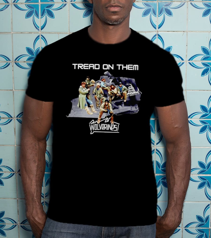 Tread On Them Wolverines Don't Tread On Me Helicopter Scene T-Shirt
