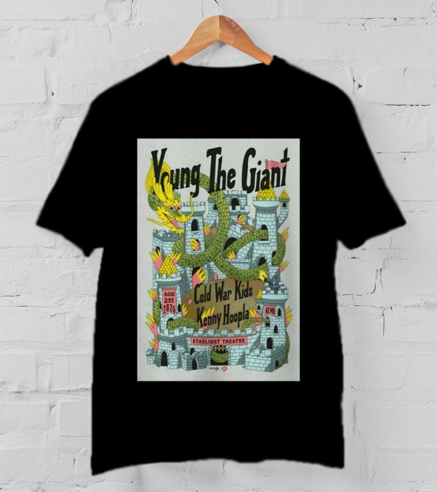 Young The Giant Aug 2 2026 Starlight Theatre Kansas City MO Cold War Kids KennyHoopla Dragon Castle T-Shirt