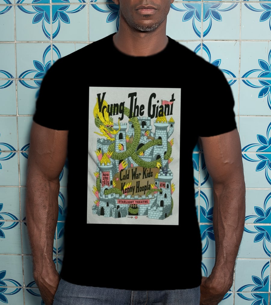 Young The Giant Aug 2 2026 Starlight Theatre Kansas City MO Cold War Kids KennyHoopla Dragon Castle T-Shirt