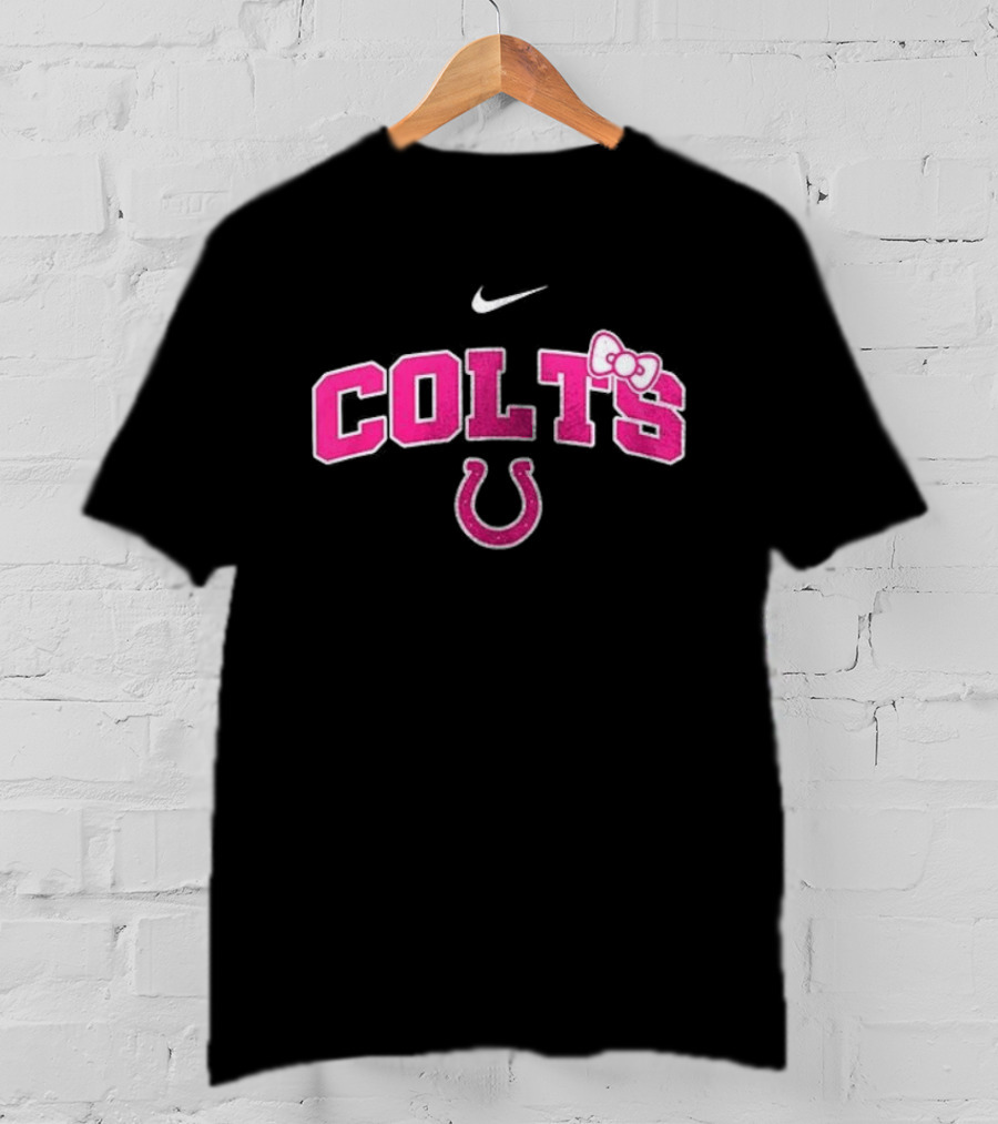Indianapolis Colts Hello Kitty Pink Bow Breast Cancer Awareness Nike Collaboration T-Shirt