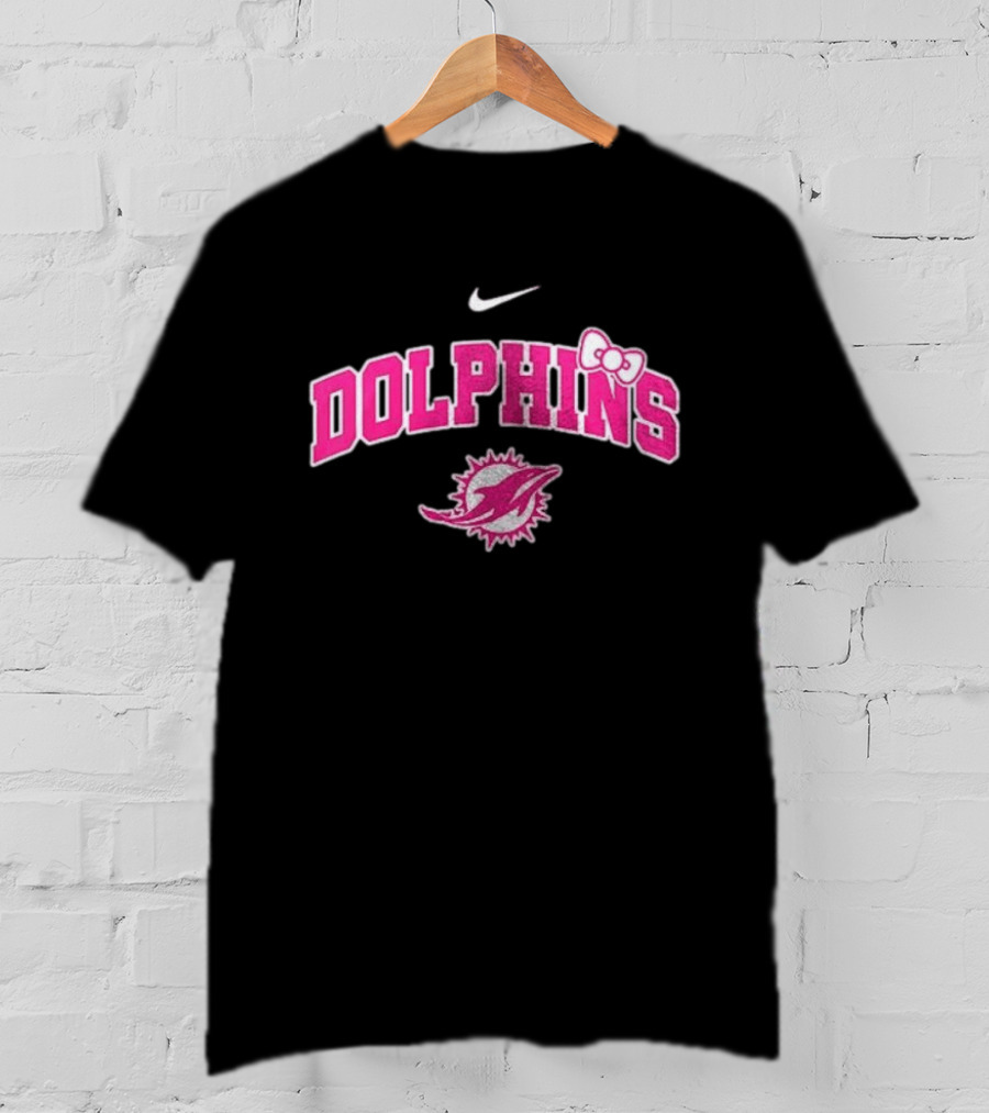 Miami Dolphins X Hello Kitty Her Fight Is Our Fight Pink Out T-Shirt