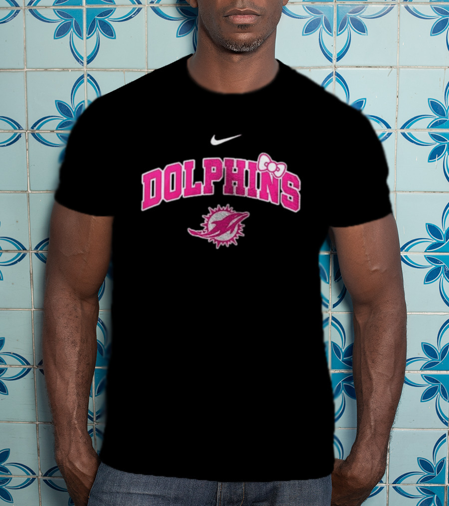 Miami Dolphins X Hello Kitty Her Fight Is Our Fight Pink Out T-Shirt