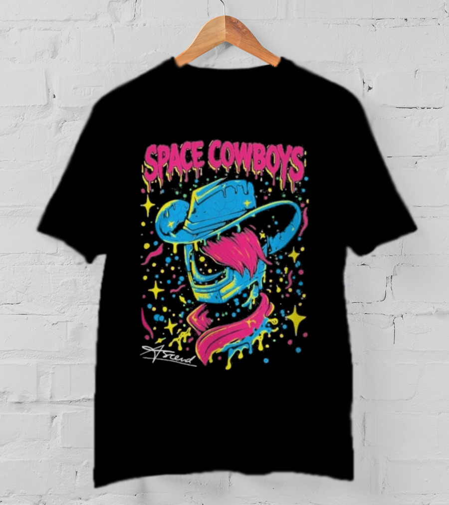 Space Cowboys Neon Drip Art By Sugar Land T-Shirt