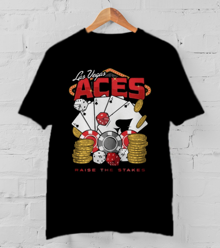 Las Vegas Aces Raise The Stakes Five Of A Kind Poker T-Shirt