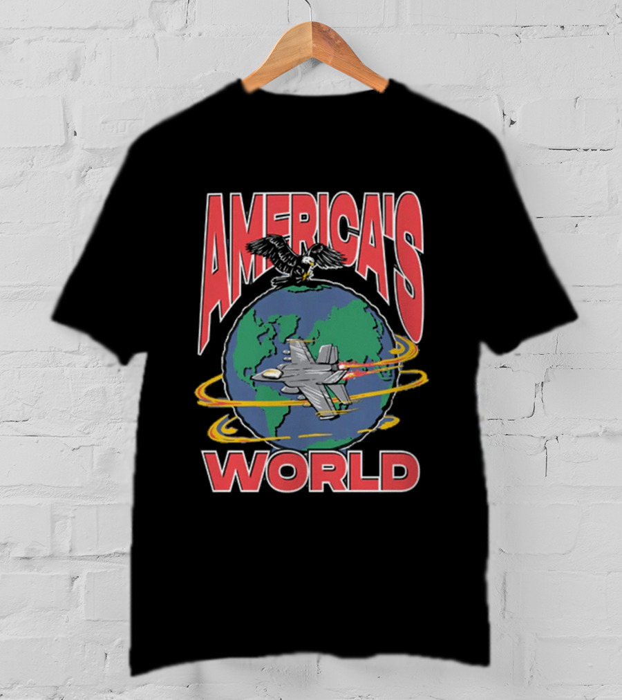 America's World Jet And Eagle Over Globe T-Shirt