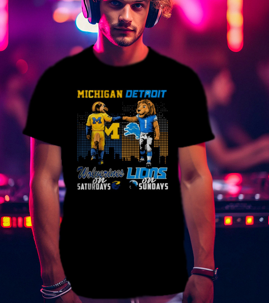 Michigan Wolverines Detroit Lions Fist Bump Saturdays Sundays T-Shirt