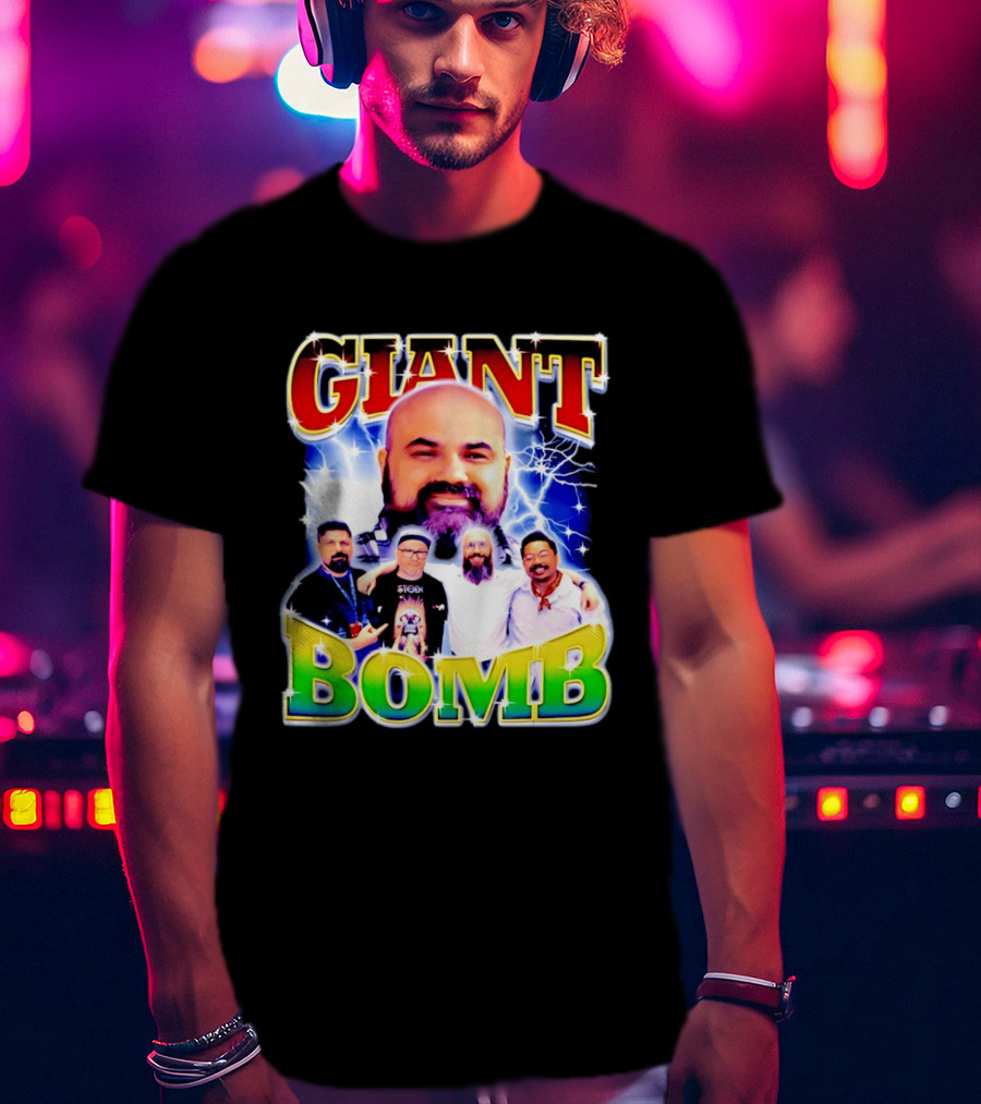 Giant Bomb Crew With Lightning Background 2026 T-Shirt
