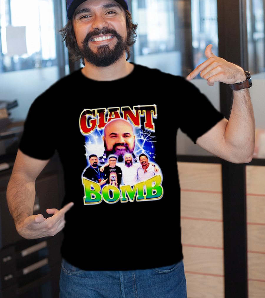 Giant Bomb Crew With Lightning Background 2026 T-Shirt