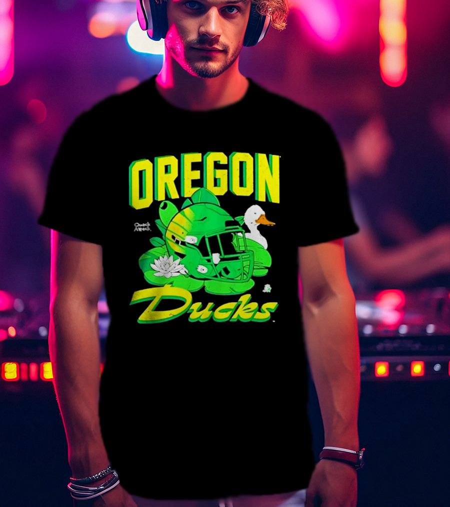 Oregon Ducks Football Helmet And Duck T-Shirt