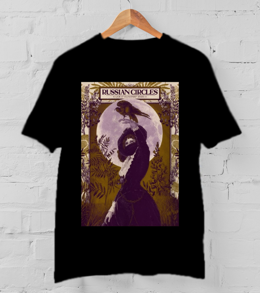 Russian Circles Live At Dunk!Fest 2026 Zottegem Belgium Moonlit Woman And Bird T-Shirt
