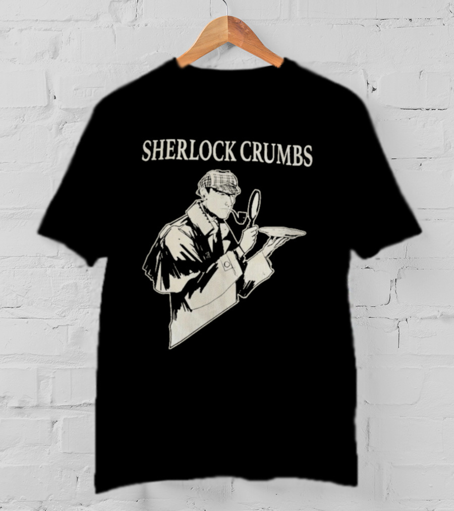 Sherlock Crumbs Detective Magnifying Glass Pipe T-Shirt