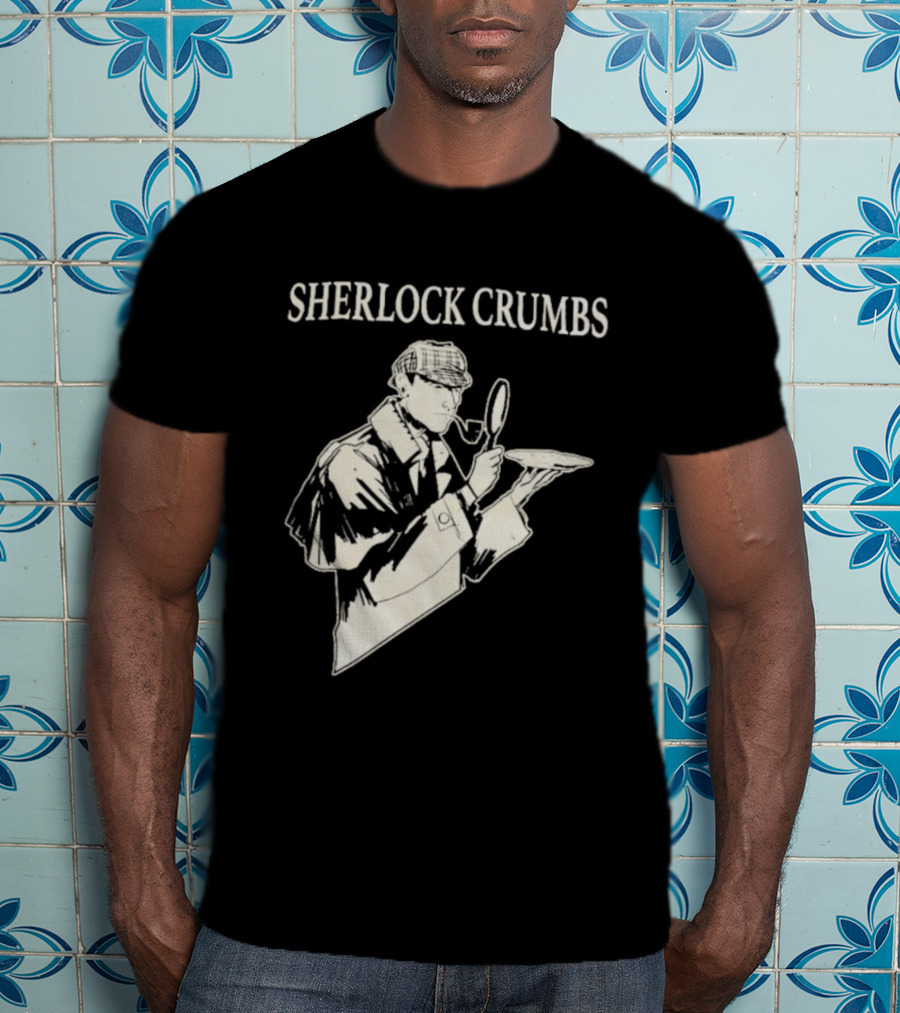 Sherlock Crumbs Detective Magnifying Glass Pipe T-Shirt