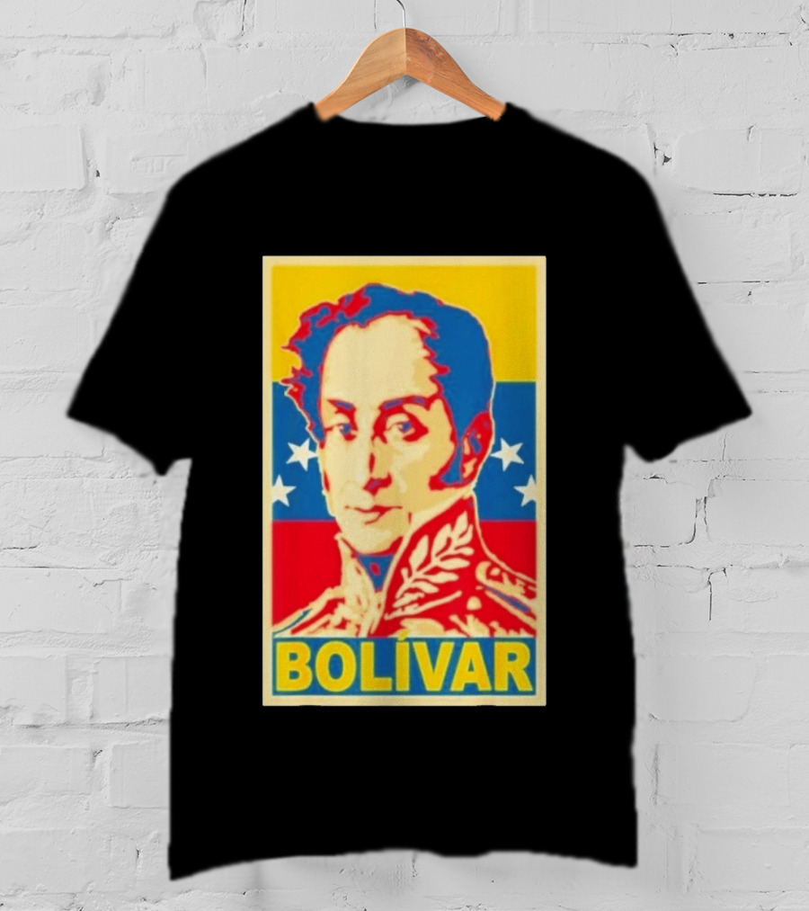 Bolivar Portrait Venezuelan Flag Colors Stars T-Shirt