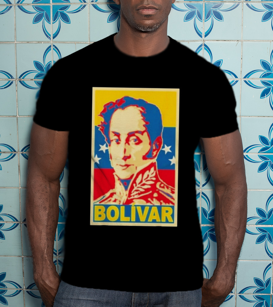 Bolivar Portrait Venezuelan Flag Colors Stars T-Shirt